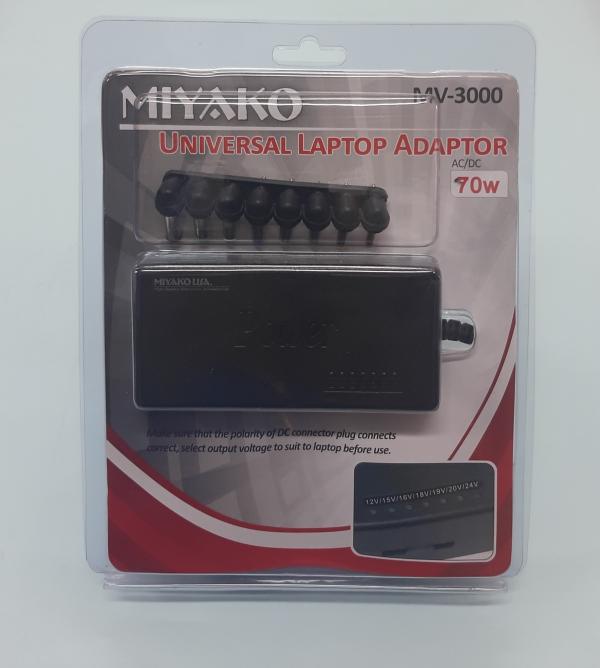 ADAPTADOR LAPTOP  UNIVERSAL 70W / 12V A 24V MIYAKO MV-3000 4A