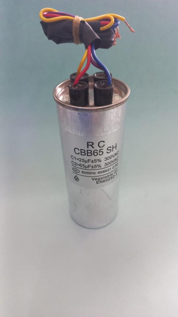 CAPACITOR DOBLE 25uF / 65uF PARA LAVADORA 2 TANQUES