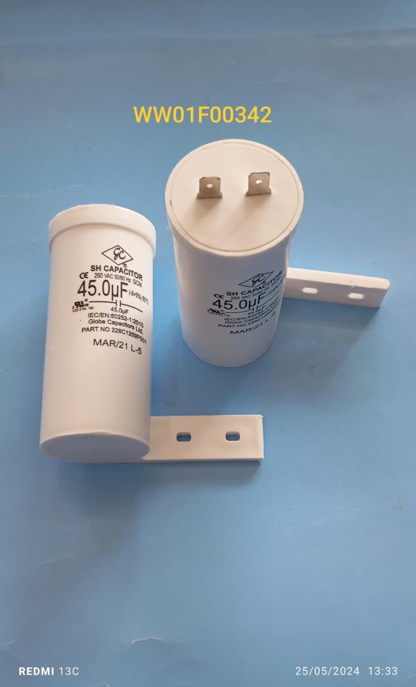 CAPACITOR LAVADORA AUTOMATICA MABE / KENMORE 45.0 uF 228C1259P001 / WW01F00342 / 1 OREJA