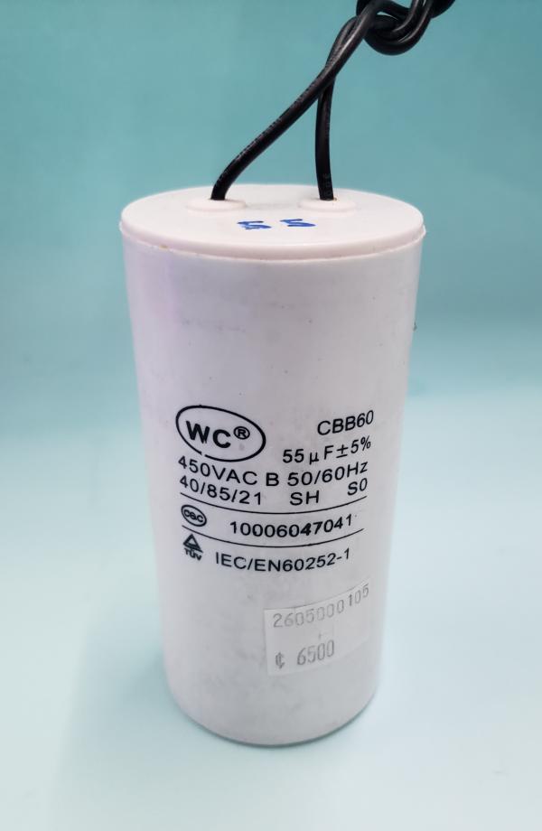 CAPACITOR PARA LAVADORA ARRANQUE 55UF