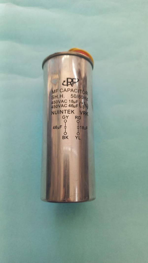 CAPACITOR DOBLE 18uF / 46uF PARA LAVADORAS 2 TANQUES