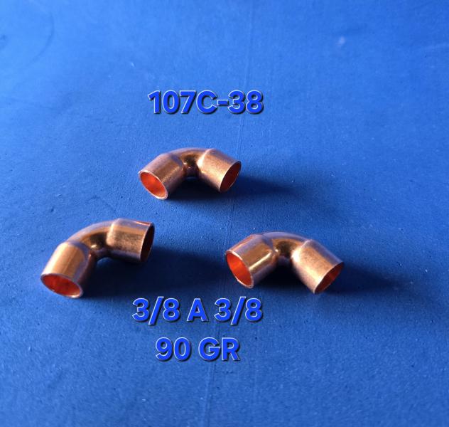 UNION CODO DE COBRE 90 GRADOS 3/8 A 3/8 EVERWELL 107C-38