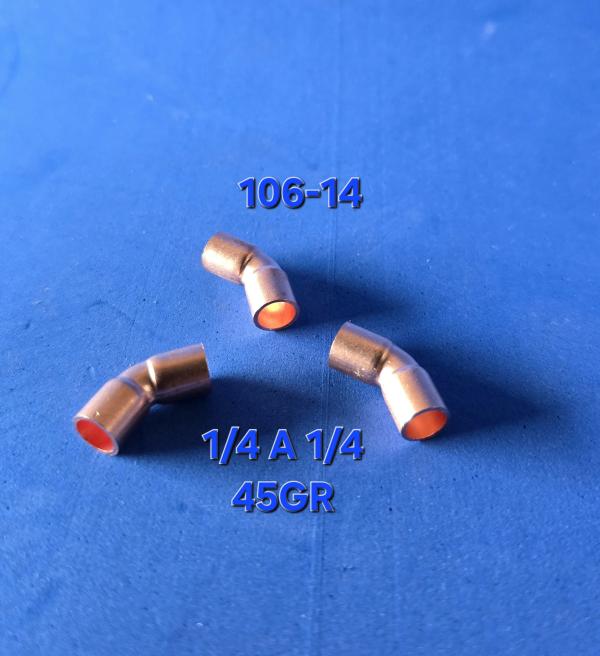 UNION CODO DE COBRE 45 GRADOS 1/4 A 1/4 EVERWELL 106-14