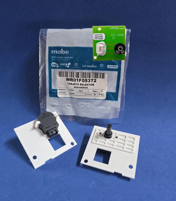 TARJETA SELECTOR PARA REFRIGERADORA MABE 238C4974G001 / WR01F04364 / 294D3948G001 / WR01F05372 MODERNA BLANCA